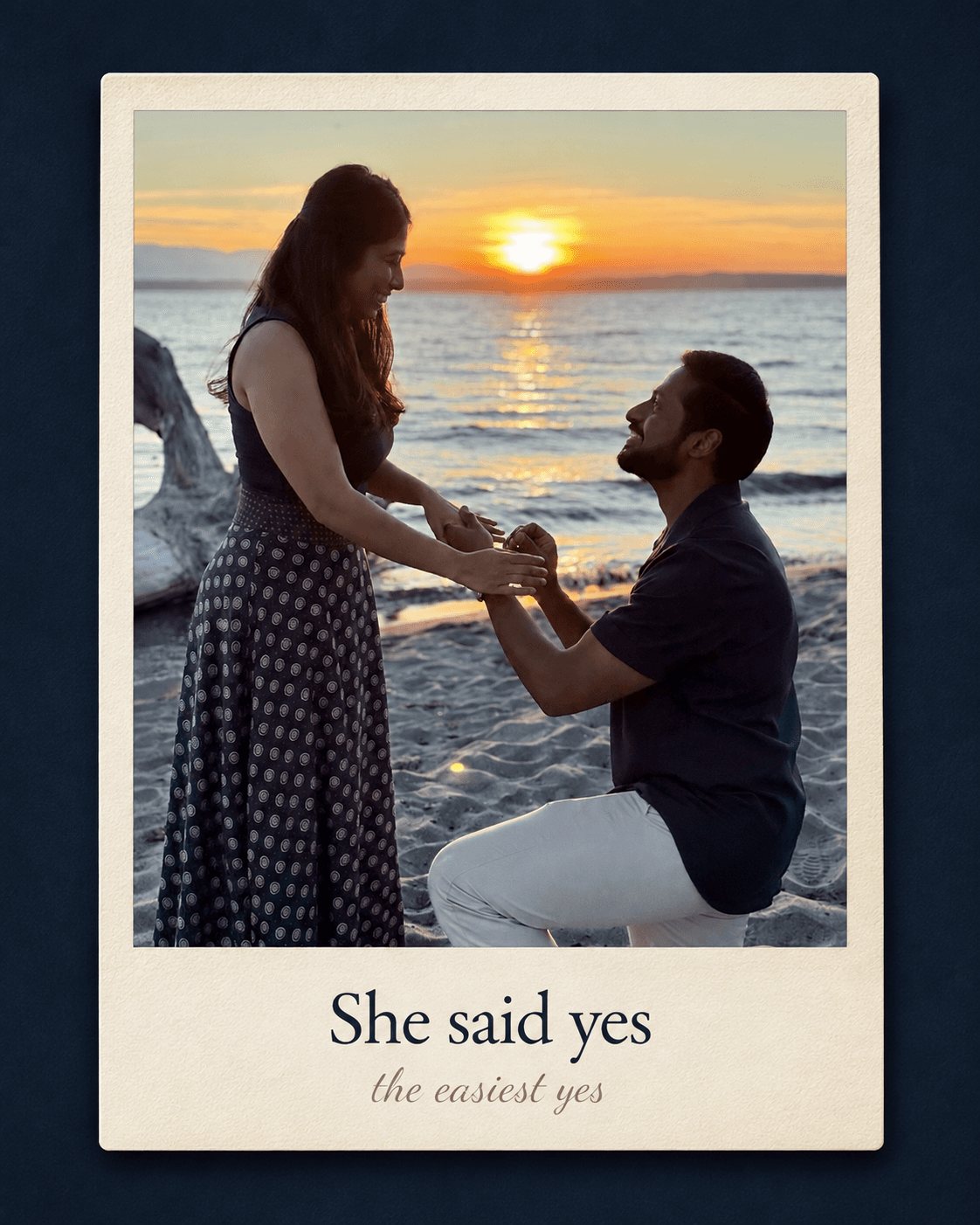 She said yes -- the easiest yes. Darshit proposing to Shreya at sunset by the water